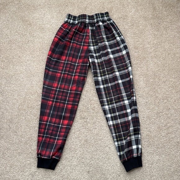 Alice + Olivia Tokyo Combo Two Toned Plaid Hi Tech Red/Black Joggers Size XS - Picture 4 of 10